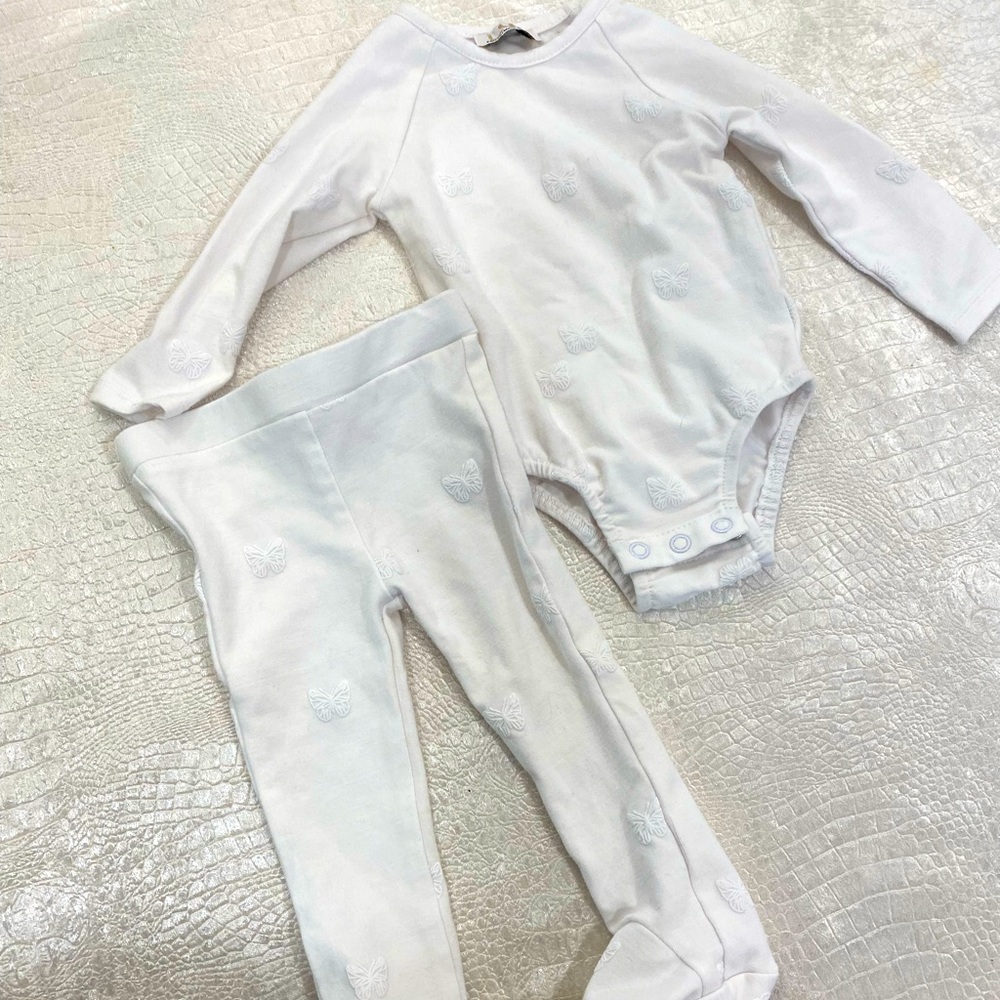Baby girl white outfit set 3-6 months lux brand